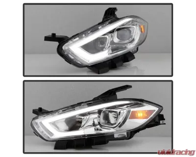 Xtune Chrome DRL Light Bar Projector Headlights HID Models Only Dodge Dart 2013-2016 - PRO-JH-DDART13-HID-LB-C
