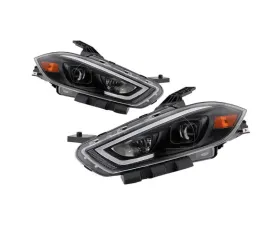 Xtune Black DRL Light Bar Projector Headlights Halogen Models Only Dodge Dart 2013-2016