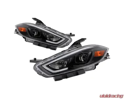 Xtune Black DRL Light Bar Projector Headlights Halogen Models Only Dodge Dart 2013-2016 - PRO-JH-DDART13-LB-BK