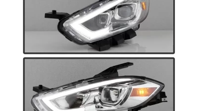 Xtune Chrome DRL Light Bar Projector Headlights Halogen Models Only Dodge Dart 2013-2016                                     - PRO-JH-DDART13-LB-C - Image 7