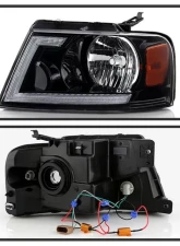 Xtune Black Switch Back LED Signal w/ DRL Crystal Headlights Ford F150 2004-2008                                     - PRO-JH-FF15004-LED-SB-BK - Image 2