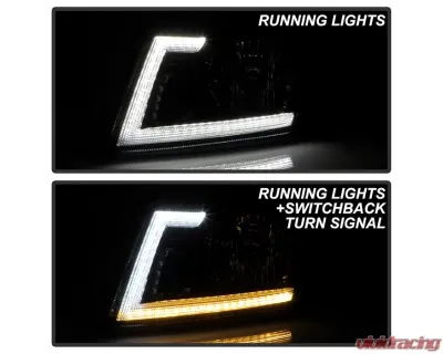 Xtune Black Switch Back LED Signal w/ DRL Crystal Headlights Ford F150 2004-2008 - PRO-JH-FF15004-LED-SB-BK