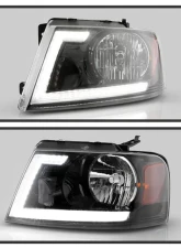 Xtune Black Switch Back LED Signal w/ DRL Crystal Headlights Ford F150 2004-2008                                     - PRO-JH-FF15004-LED-SB-BK - Image 9