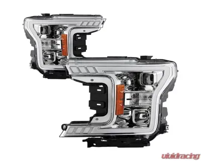 Xtune Chrome DRL LED Light Bar Projector Headlights Ford F150 2018-2020 - PRO-JH-FF15018-LB-C