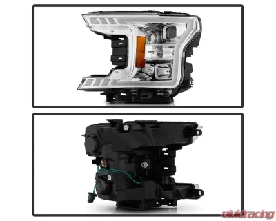 Xtune Chrome DRL LED Light Bar Projector Headlights Ford F150 2018-2020 - PRO-JH-FF15018-LB-C