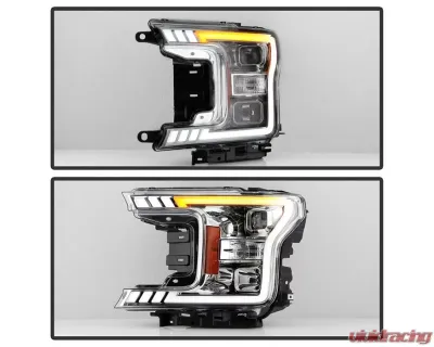 Xtune Chrome DRL LED Light Bar Projector Headlights Ford F150 2018-2020 - PRO-JH-FF15018-LB-C