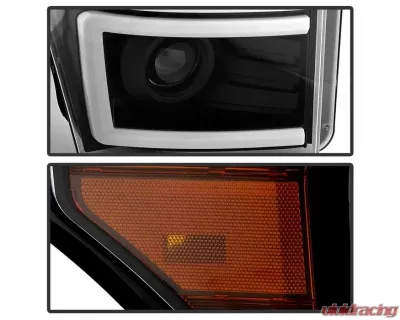 Xtune Black Light Tube DRL Projector Headlights Ford F250 | F350 | F450 Super Duty 2011-2016 - PRO-JH-FF25011-LBBRL-BK