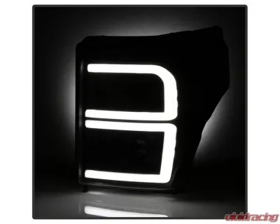 Xtune Black Light Tube DRL Projector Headlights Ford F250 | F350 | F450 Super Duty 2011-2016 - PRO-JH-FF25011-LBBRL-BK