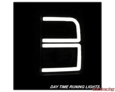 Xtune Black Light Tube DRL Projector Headlights Ford F250 | F350 | F450 Super Duty 2011-2016 - PRO-JH-FF25011-LBBRL-BK