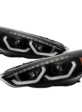 Xtune Black Full LED Headlights with LED Light Bar Ford Focus 2015-2018                                     - PRO-JH-FFOC15-FLED-BK - Image 13