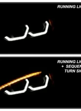 Xtune Black Full LED Headlights with LED Light Bar Ford Focus 2015-2018                                     - PRO-JH-FFOC15-FLED-BK - Image 12