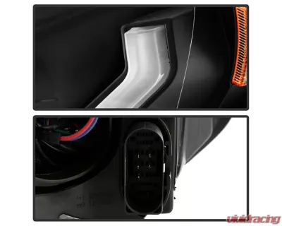 Xtune Black Full LED Headlights with LED Light Bar Ford Focus 2015-2018 - PRO-JH-FFOC15-FLED-BK