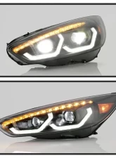 Xtune Black Full LED Headlights with LED Light Bar Ford Focus 2015-2018                                     - PRO-JH-FFOC15-FLED-BK - Image 9