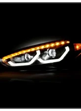 Xtune Black Full LED Headlights with LED Light Bar Ford Focus 2015-2018                                     - PRO-JH-FFOC15-FLED-BK - Image 10