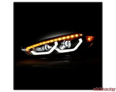 Xtune Black Full LED Headlights with LED Light Bar Ford Focus 2015-2018 - PRO-JH-FFOC15-FLED-BK