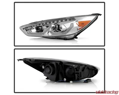 Xtune Chrome Full LED Headlights with LED Light Bar Ford Focus 2015-2018 - PRO-JH-FFOC15-FLED-C