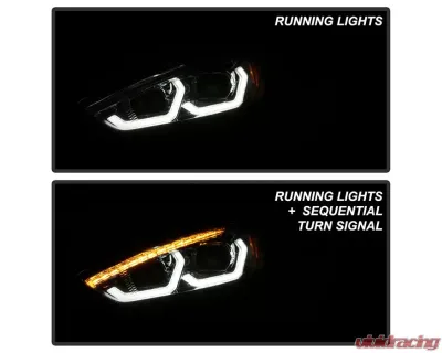 Xtune Chrome Full LED Headlights with LED Light Bar Ford Focus 2015-2018 - PRO-JH-FFOC15-FLED-C