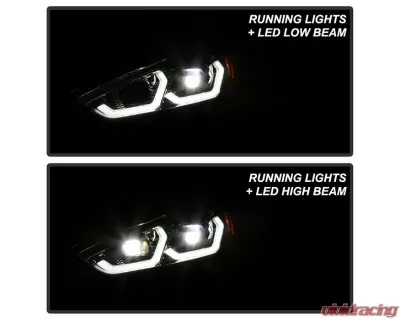 Xtune Chrome Full LED Headlights with LED Light Bar Ford Focus 2015-2018 - PRO-JH-FFOC15-FLED-C