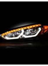 Xtune Chrome Full LED Headlights with LED Light Bar Ford Focus 2015-2018                                     - PRO-JH-FFOC15-FLED-C - Image 10