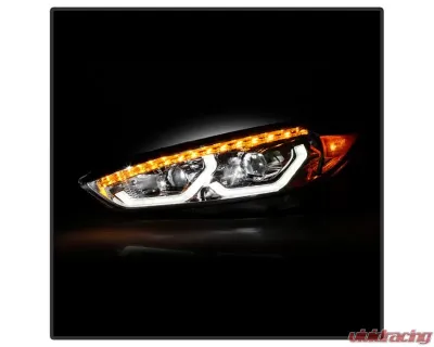 Xtune Chrome Full LED Headlights with LED Light Bar Ford Focus 2015-2018 - PRO-JH-FFOC15-FLED-C