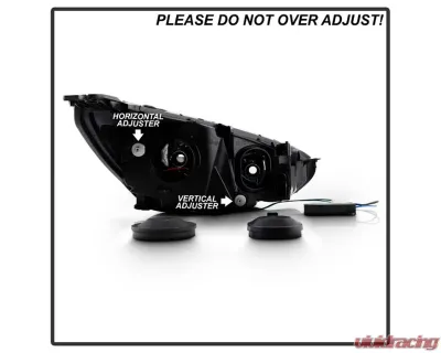 Xtune Black DRL LED Light Bar Projector Headlights Ford Focus 2015-2018 - PRO-JH-FFOC15-LB-BK