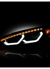 Xtune Black DRL LED Light Bar Projector Headlights Ford Focus 2015-2018                                     - PRO-JH-FFOC15-LB-BK - Image 9