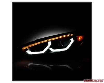 Xtune Black DRL LED Light Bar Projector Headlights Ford Focus 2015-2018 - PRO-JH-FFOC15-LB-BK