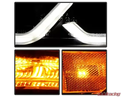 Xtune Black DRL LED Light Bar Projector Headlights Ford Focus 2015-2018 - PRO-JH-FFOC15-LB-BK
