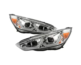 Xtune Chrome DRL LED Light Bar Projector Headlights Ford Focus 2015-2018