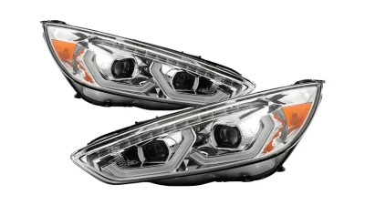 Xtune Chrome DRL LED Light Bar Projector Headlights Ford Focus 2015-2018                                     - PRO-JH-FFOC15-LB-C - Image 11