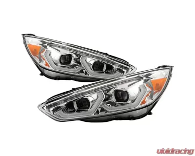 Xtune Chrome DRL LED Light Bar Projector Headlights Ford Focus 2015-2018 - PRO-JH-FFOC15-LB-C