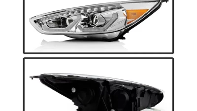 Xtune Chrome DRL LED Light Bar Projector Headlights Ford Focus 2015-2018                                     - PRO-JH-FFOC15-LB-C - Image 2