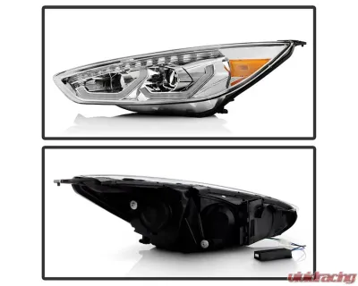 Xtune Chrome DRL LED Light Bar Projector Headlights Ford Focus 2015-2018 - PRO-JH-FFOC15-LB-C