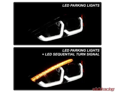 Xtune Chrome DRL LED Light Bar Projector Headlights Ford Focus 2015-2018 - PRO-JH-FFOC15-LB-C