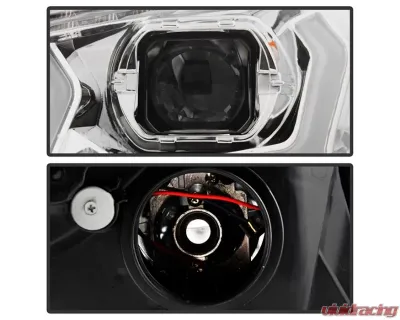 Xtune Chrome DRL LED Light Bar Projector Headlights Ford Focus 2015-2018 - PRO-JH-FFOC15-LB-C