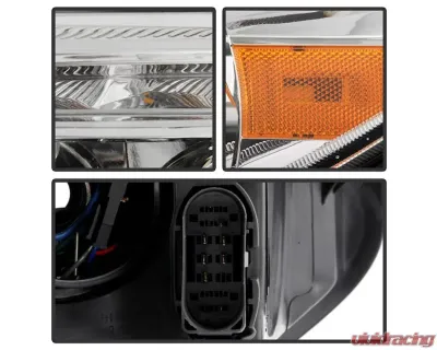Xtune Chrome DRL LED Light Bar Projector Headlights Ford Focus 2015-2018 - PRO-JH-FFOC15-LB-C