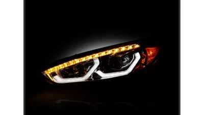 Xtune Chrome DRL LED Light Bar Projector Headlights Ford Focus 2015-2018                                     - PRO-JH-FFOC15-LB-C - Image 9