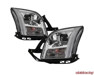 Xtune Chrome Light Bar DRL Projector Headlights Ford Fusion 2006-2009 - PRO-JH-FFU06-LB-C
