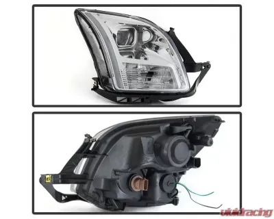 Xtune Chrome Light Bar DRL Projector Headlights Ford Fusion 2006-2009 - PRO-JH-FFU06-LB-C