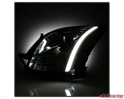 Xtune Chrome Light Bar DRL Projector Headlights Ford Fusion 2006-2009 - PRO-JH-FFU06-LB-C
