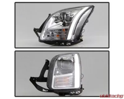 Xtune Chrome Light Bar DRL Projector Headlights Ford Fusion 2006-2009 - PRO-JH-FFU06-LB-C