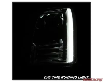 Xtune Chrome Light Bar DRL Projector Headlights Ford Fusion 2006-2009 - PRO-JH-FFU06-LB-C
