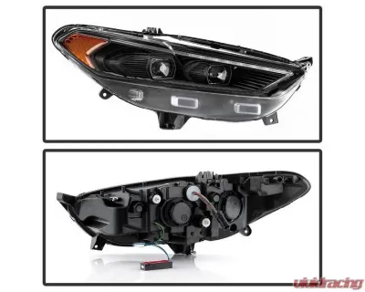 Xtune Black Light Tube DRL Halogen Projector Headlights Ford Fusion 2013-2016 - PRO-JH-FFU13-LB-BK