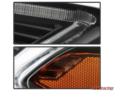 Xtune Black Light Tube DRL Halogen Projector Headlights Ford Fusion 2013-2016 - PRO-JH-FFU13-LB-BK