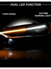 Xtune Black Light Tube DRL Halogen Projector Headlights Ford Fusion 2013-2016                                     - PRO-JH-FFU13-LB-BK - Image 7