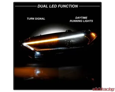 Xtune Black Light Tube DRL Halogen Projector Headlights Ford Fusion 2013-2016 - PRO-JH-FFU13-LB-BK