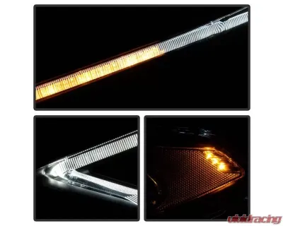 Xtune Black Light Tube DRL Halogen Projector Headlights Ford Fusion 2013-2016 - PRO-JH-FFU13-LB-BK