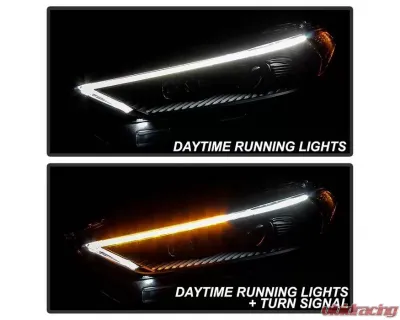 Xtune Black Light Tube DRL Halogen Projector Headlights Ford Fusion 2013-2016 - PRO-JH-FFU13-LB-BK