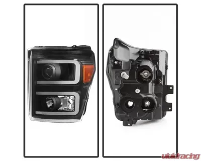 Xtune Black Light Bar DRL Projector Headlights Ford F250 | F350 | F450 Super Duty 2011-2016 - PRO-JH-FS11-LBBRL-BK