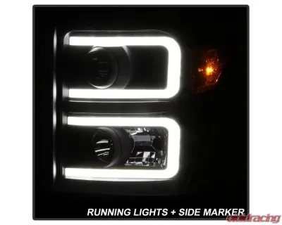 Xtune Black Light Bar DRL Projector Headlights Ford F250 | F350 | F450 Super Duty 2011-2016 - PRO-JH-FS11-LBBRL-BK